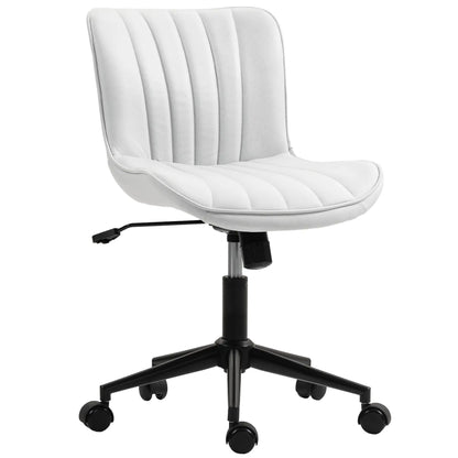 Armless Office Chair, 360° Swivel, Adjustable Height, Cream White Task Chairs at Gallery Canada