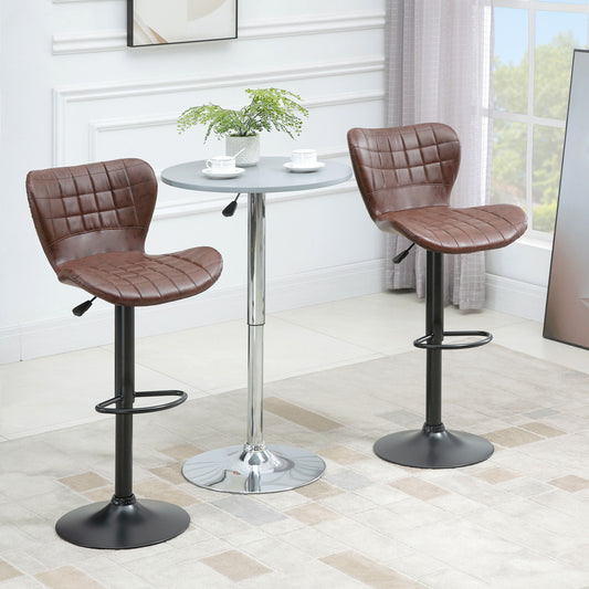 Adjustable Swivel Barstools Set of 2, PU Leather Upholstered Bar Chairs with Back - Gallery Canada