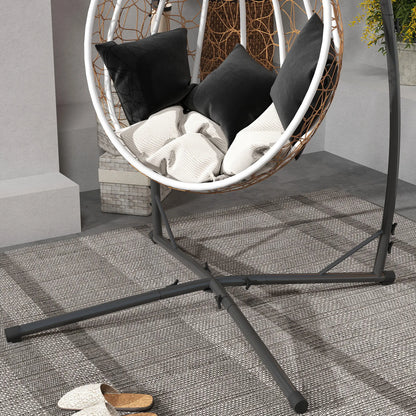 Heavy Duty Steel Hanging Chair Stand, With Cup Holder, Black Hammock Stands at Gallery Canada