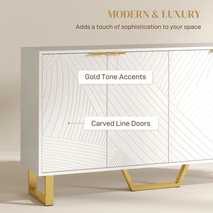 Sideboard Buffet Cabinet, Adjustable Shelves, Living Room TV Cabinet, 65 Inch, White Storage Cabinets at Gallery Canada