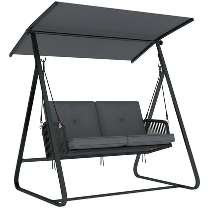 2-Person Outdoor Swing, Adjustable Canopy, Rattan Bench With Cushions Patio Swings with Stand at Gallery Canada