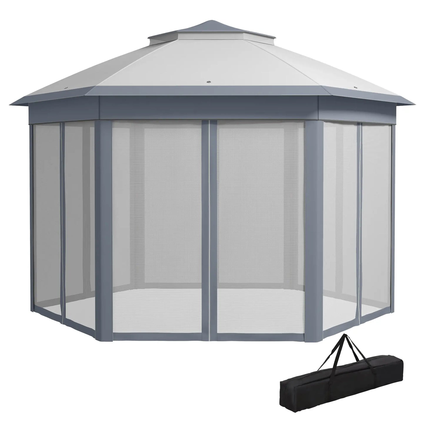13' x 13' Pop Up Canopy Tent, Netting, Carry Bag, Instant Sun Shelter, Grey Pop Up Canopies Grey at Gallery Canada