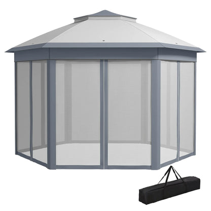 13' x 13' Pop Up Canopy Tent, Netting, Carry Bag, Instant Sun Shelter, Grey Pop Up Canopies Grey at Gallery Canada