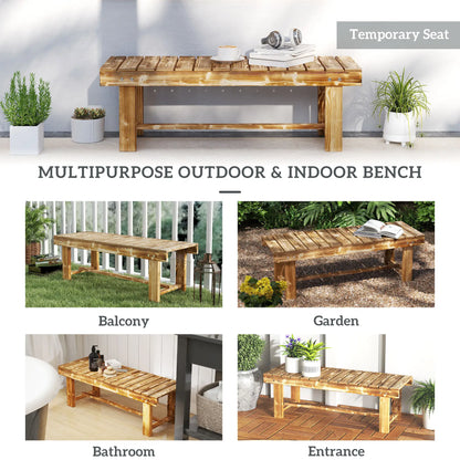 Outdoor Garden Bench, Backless Patio Stool, 43.25" x 15" x 13.75", Carbonized Outdoor Benches at Gallery Canada