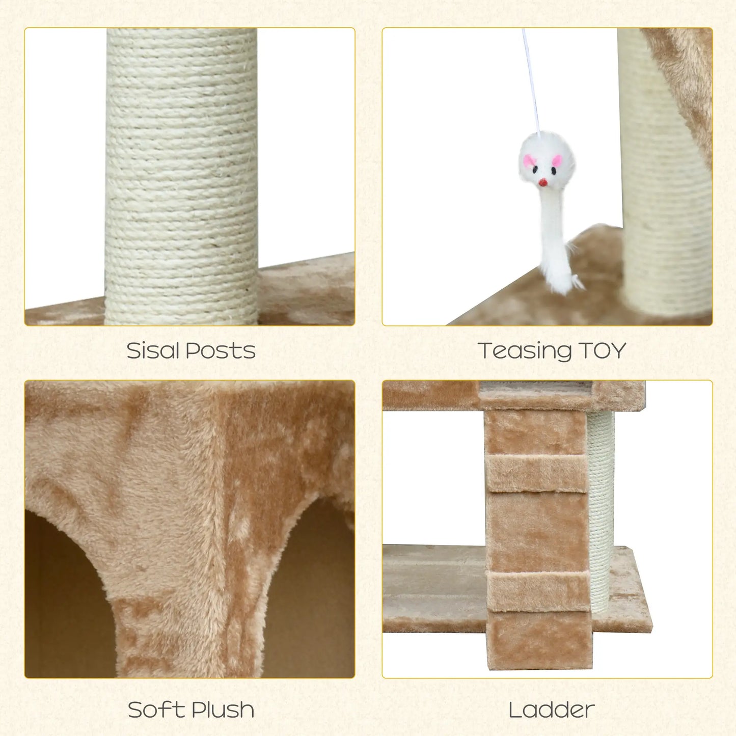 71-Inch Cat Tree, Pet Tower with Scratch Post, Condo, Beige Cat Towers at Gallery Canada