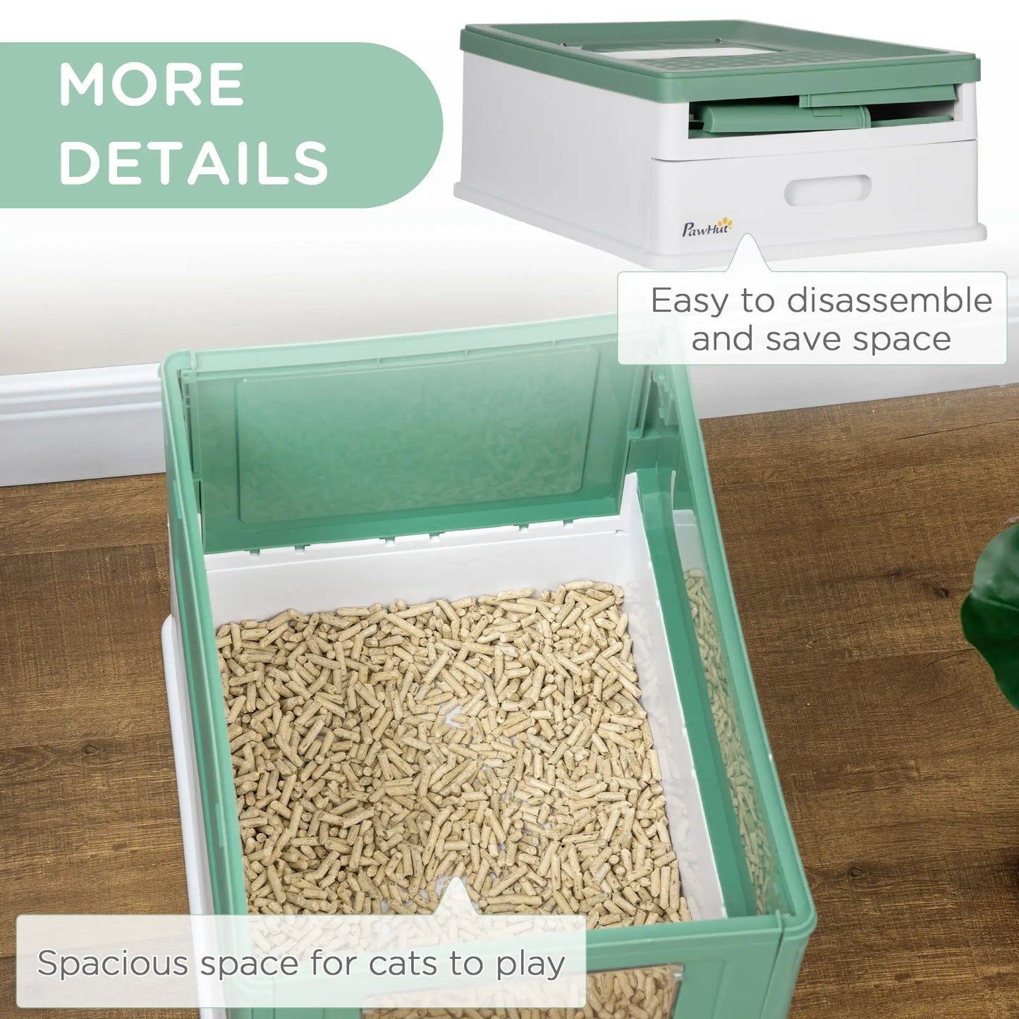 Enclosed Kitty Litter Box, Large, With Scoop, Tray, Green Cat Litter Box Enclosures at Gallery Canada