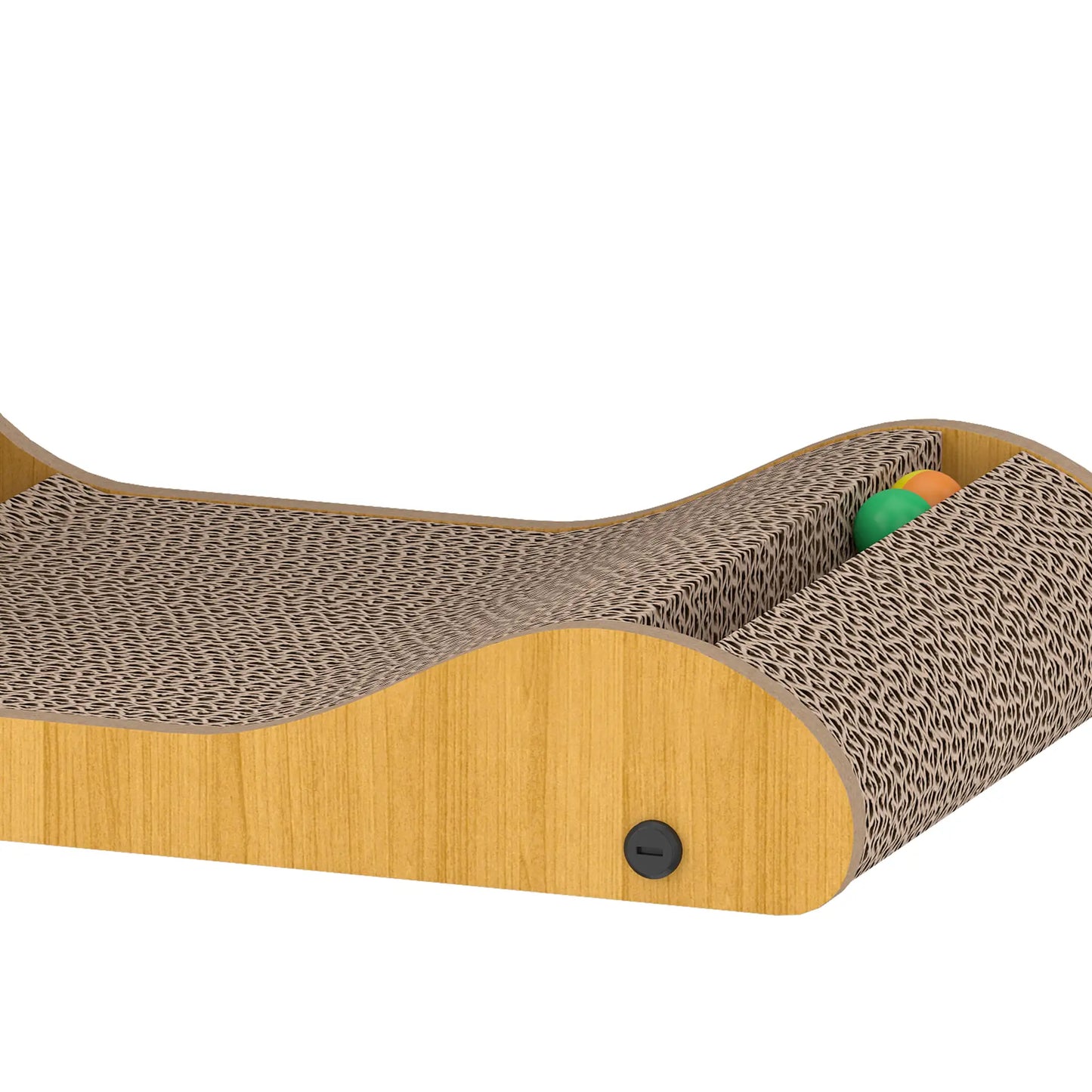 2PCS Planche à gratter pour chat en forme de L avec 3 balles jouets, herbe à chat, noir