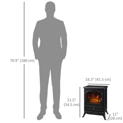 16" Freestanding Electric Fireplace Heater, Wood Flame, 750/1500W, Black Electric Fireplaces at Gallery Canada