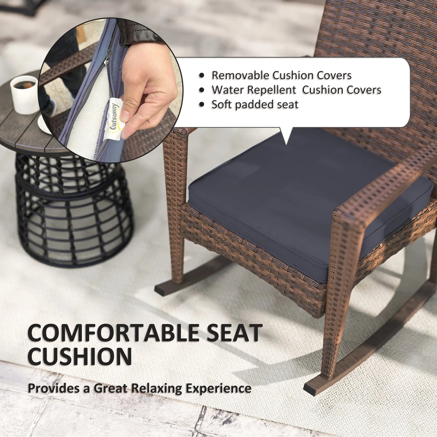 PE Rattan Rocking Chair, Garden Glider, Wicker Patio Chair, Dark Blue Outdoor Rocking Chairs at Gallery Canada