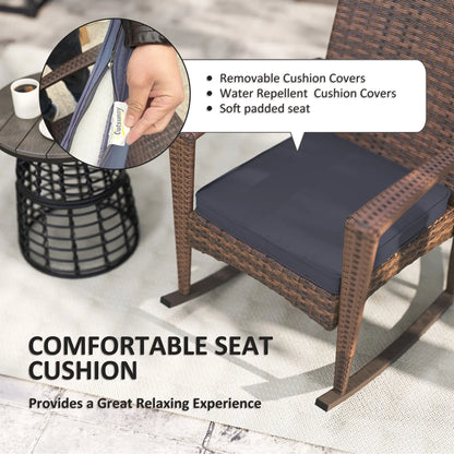 PE Rattan Rocking Chair, Garden Glider, Wicker Patio Chair, Dark Blue Outdoor Rocking Chairs at Gallery Canada