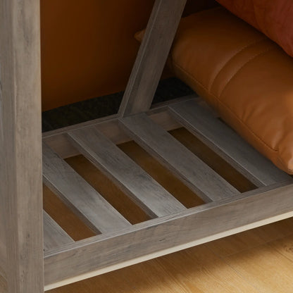 Farmhouse Entryway Table, Rustic Console with Shelf, Distressed, Grey Console Tables at Gallery Canada