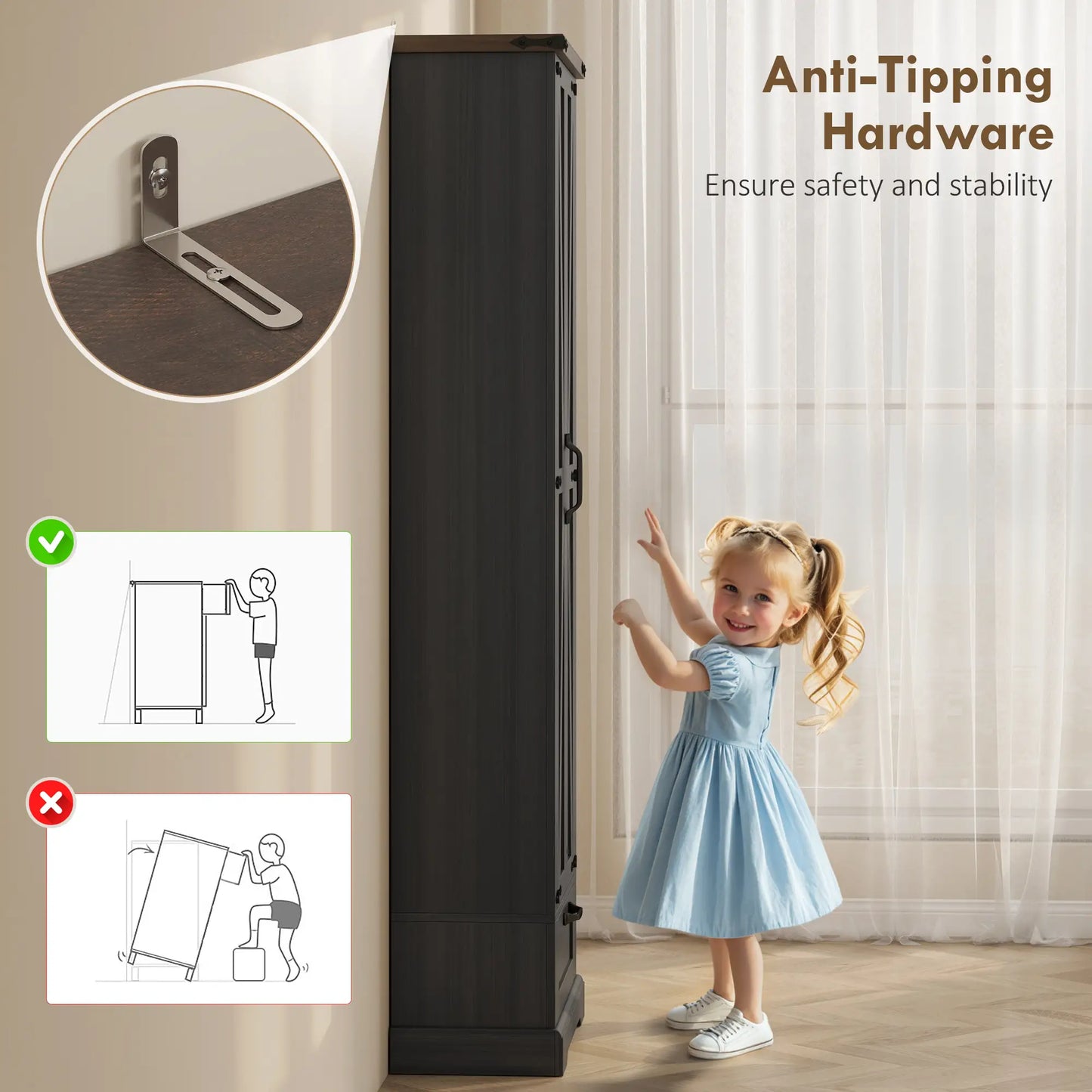 71 Inch Pantry Cabinet, Kitchen Storage with Adjustable Shelves, 2 Doors, Drawer, Black Kitchen Pantry Cabinets at Gallery Canada