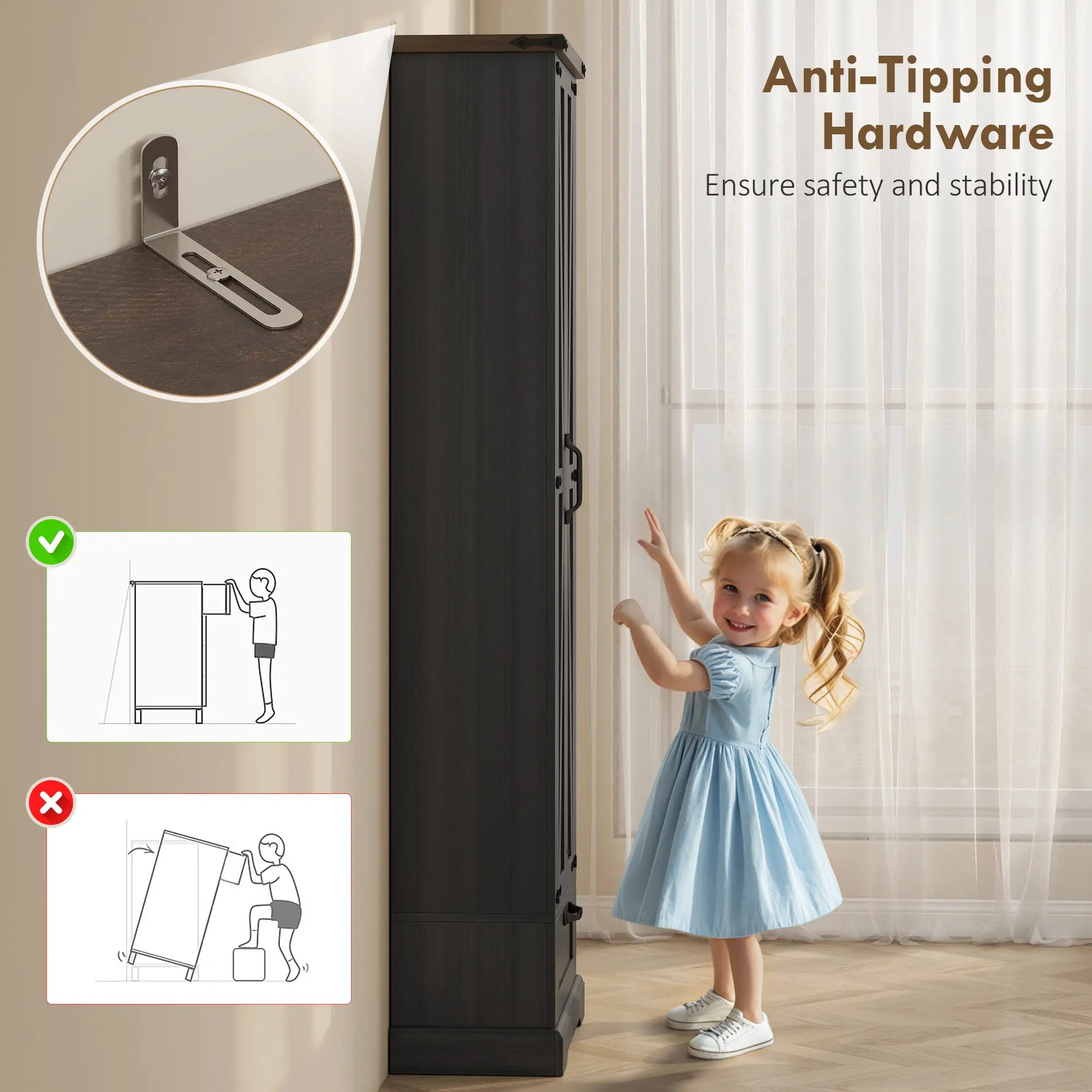 71 Inch Pantry Cabinet, Kitchen Storage with Adjustable Shelves, 2 Doors, Drawer, Black Kitchen Pantry Cabinets at Gallery Canada