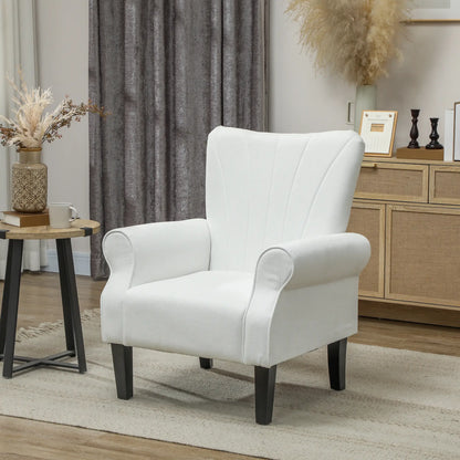 Modern Fabric Armchair, Wood Legs, 32in, Cream White Accent Chairs at Gallery Canada