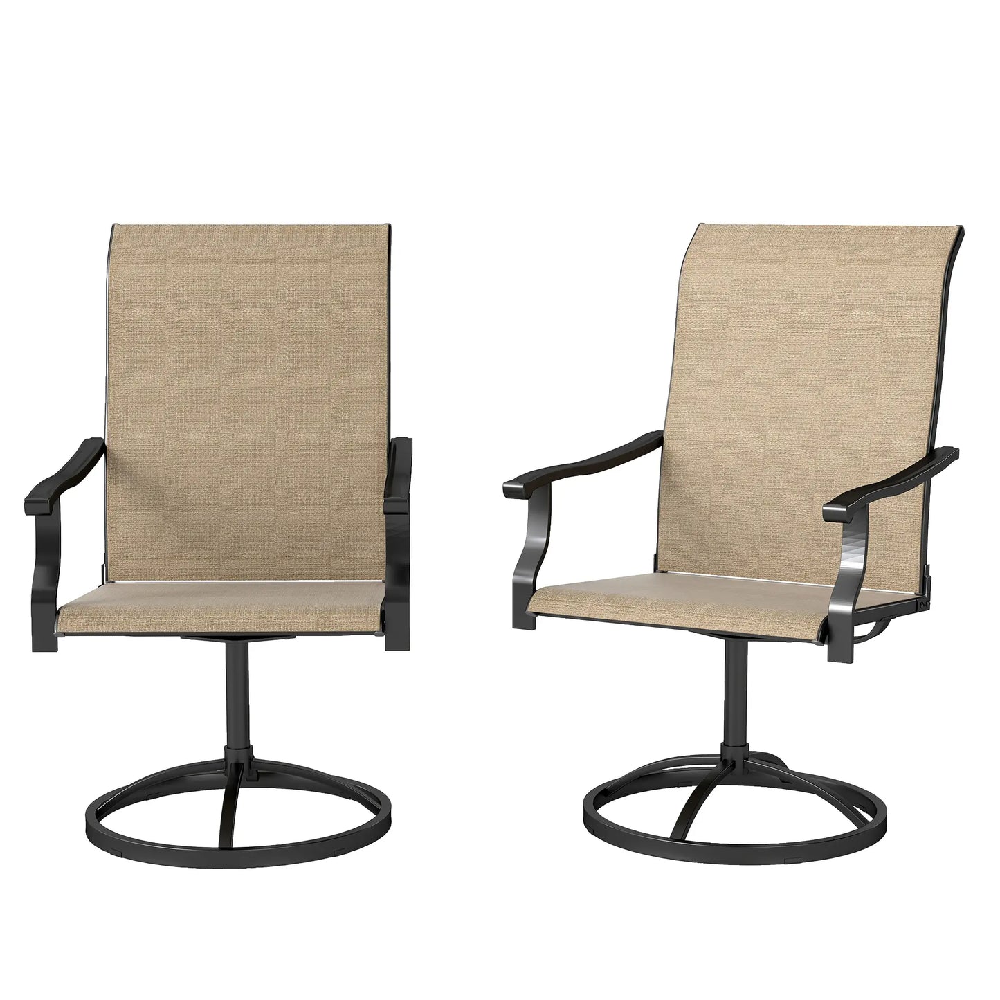 Outdoor Swivel Dining Chairs, Set of 2, High Back, All Weather Mesh, Brown Bistro Sets Brown, Black at Gallery Canada