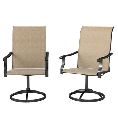Outdoor Swivel Dining Chairs, Set of 2, High Back, All Weather Mesh, Brown Bistro Sets Brown, Black at Gallery Canada