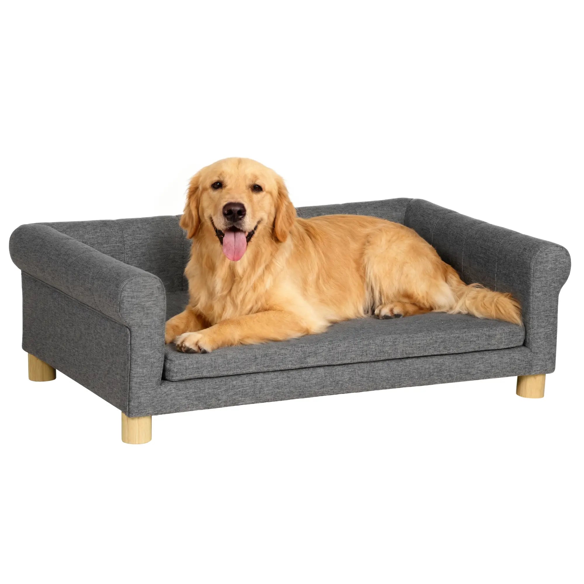 Modern Pet Sofa, Medium Large Dog Bed, Removable Cushion, Dark Grey Dog Sofas Dark Grey at Gallery Canada