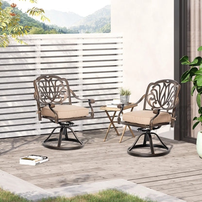 2 Patio Swivel Chairs with Cushion, Aluminum Frame, 3" Thick, Bronze Bistro Sets at Gallery Canada