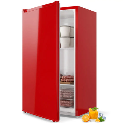 Upright Freezer 2.1 Cubic Feet, Reversible Door, 2 Shelves, Red