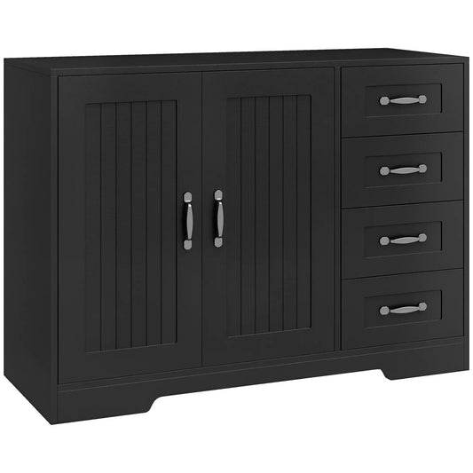 Modern Sideboard Buffet Cabinet, Drawers, Beadboard Door, Black Storage Cabinets Black at Gallery Canada