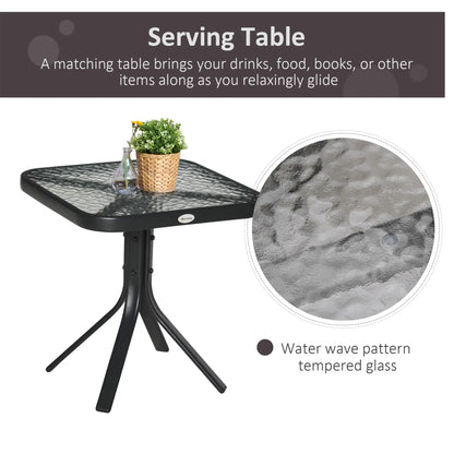 3 Piece Patio Glider Set, Breathable Mesh Seat, Glass Top Table, Black Outdoor Gliders at Gallery Canada