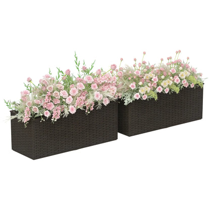 20 Inch Hanging Flower Pots, Railing Planter Box, Rattan Look, Brown Planter Set at Gallery Canada