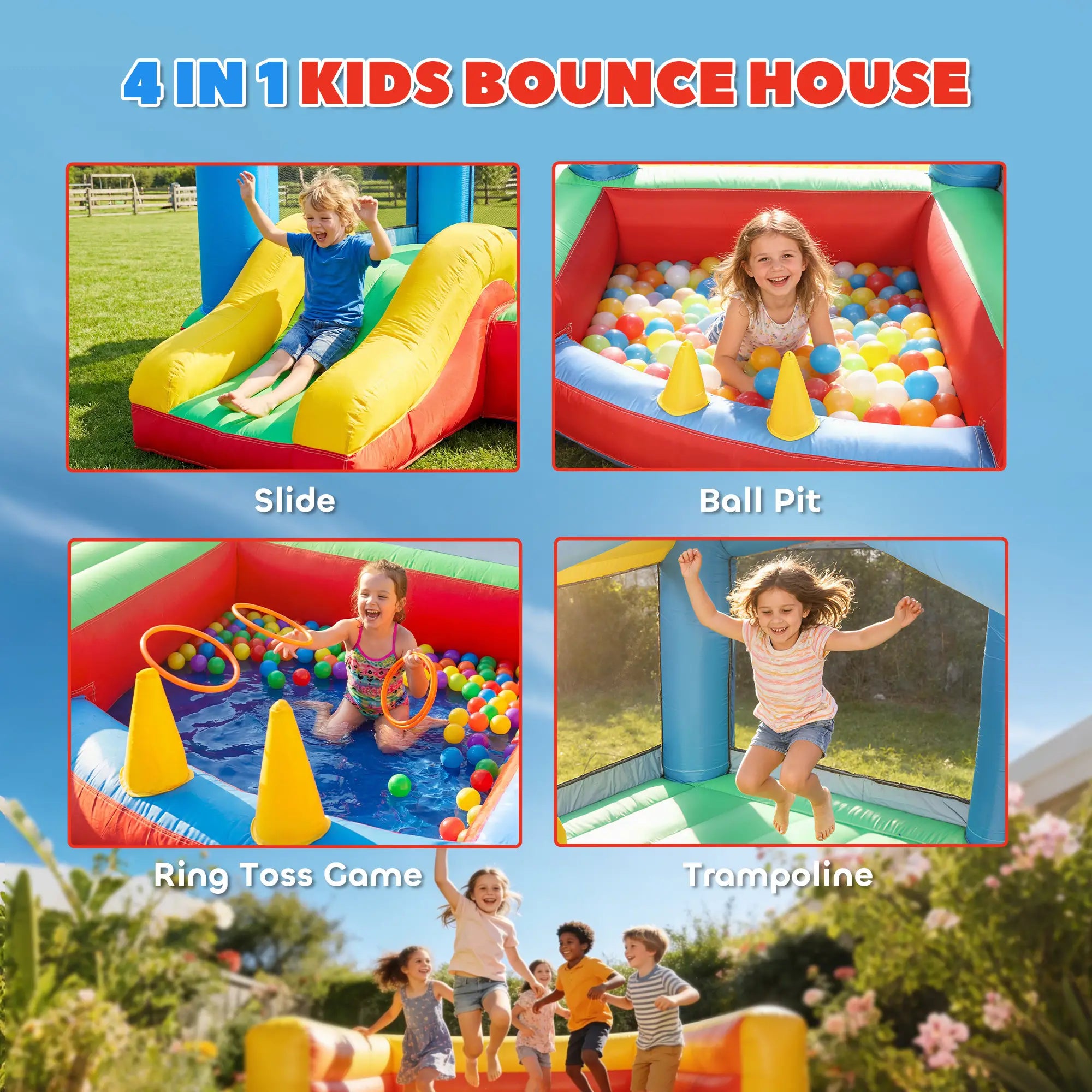 Kids Bouncy Castle, Inflatable Bounce House With Slide, Ball Pit Inflatables at Gallery Canada