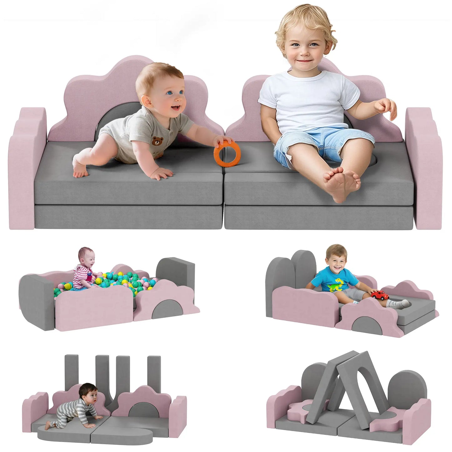 12-Piece Climbing Toys for Toddlers, Indoor Play Set, Grey Kids Gym & Playmats at Gallery Canada