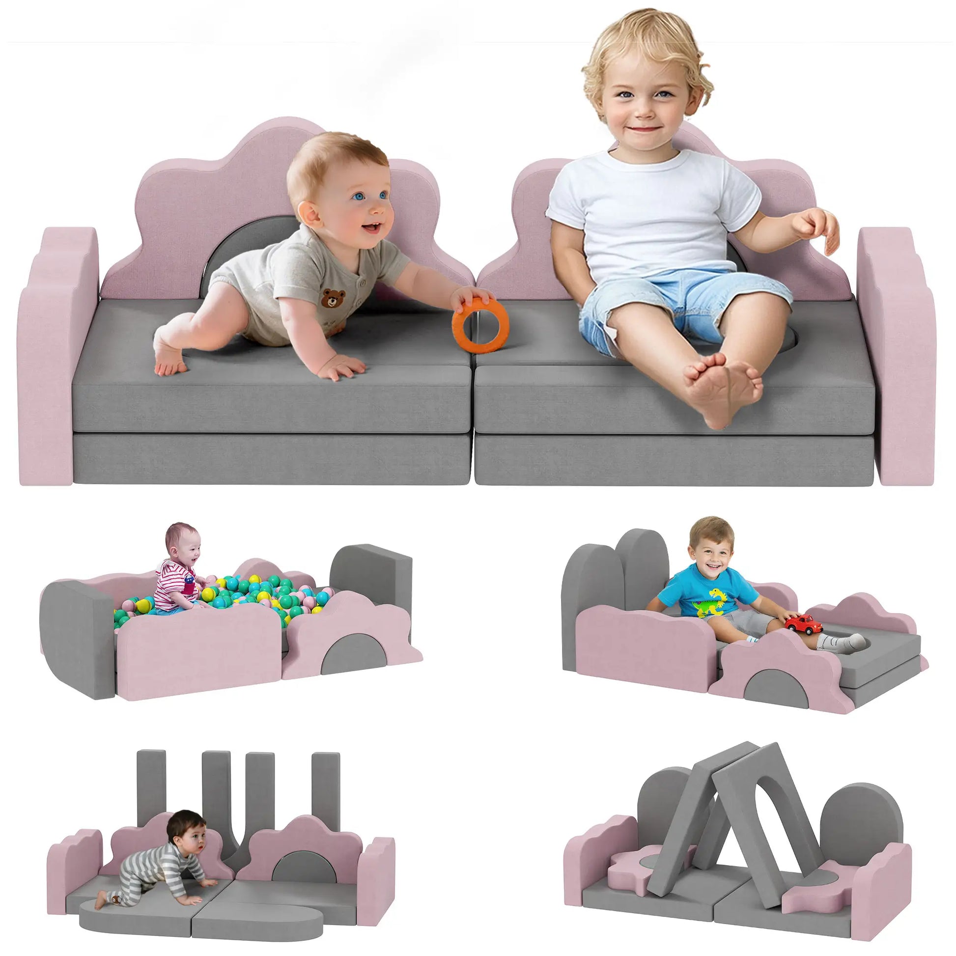 12-Piece Climbing Toys for Toddlers, Indoor Play Set, Grey Kids Gym & Playmats at Gallery Canada