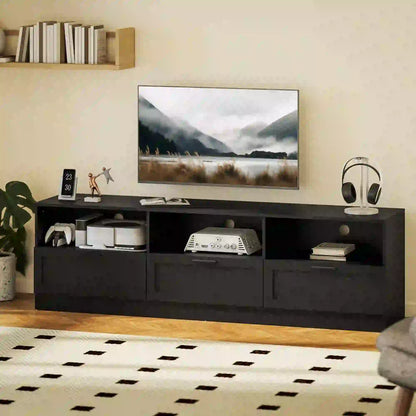TV Stand with Storage, 3 Cabinets, 3 Shelves, for TVs up to 85", Black TV Stands at Gallery Canada