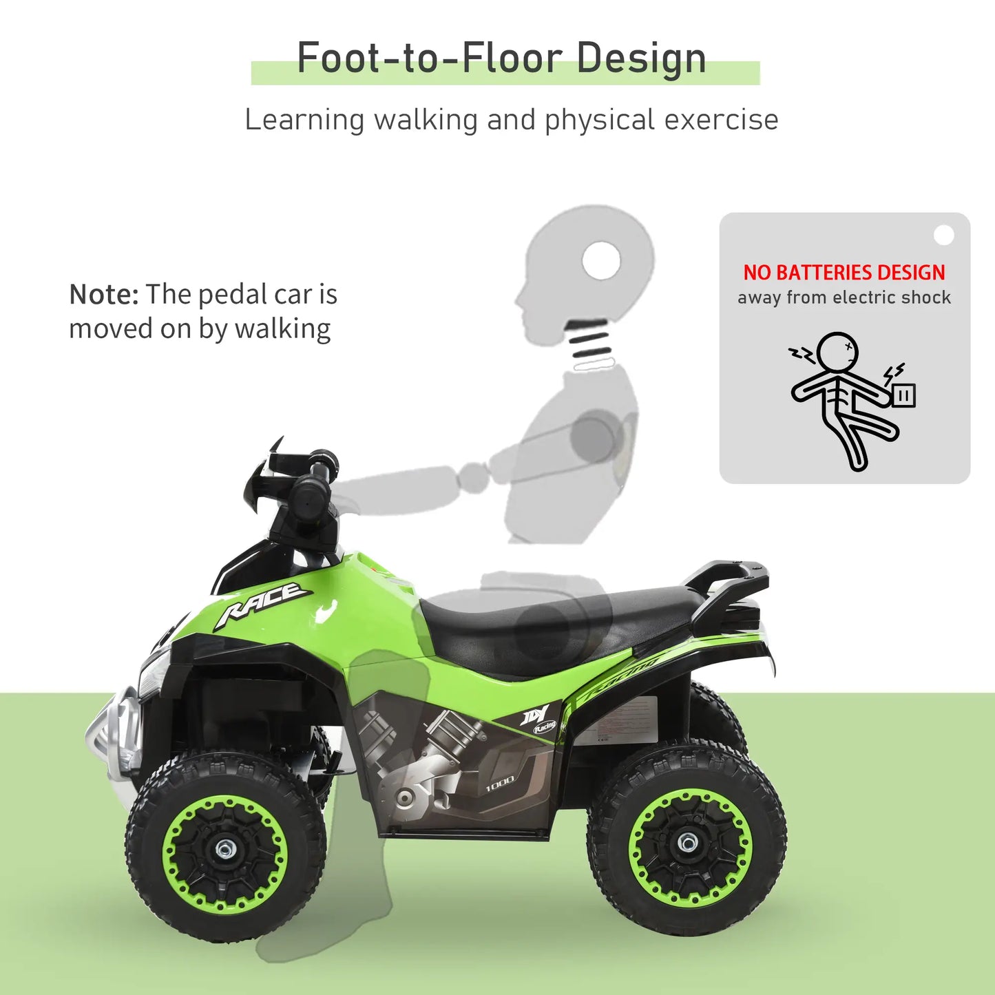 Kids Ride on Car, 4 Wheels, Music, for 18-36 M, Green