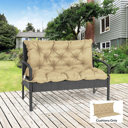 2-Seater Garden Bench Cushion, Swing Chair Mat Replacement, 39.4"x38.6", Khaki Patio Chair Cushions Khaki at Gallery Canada