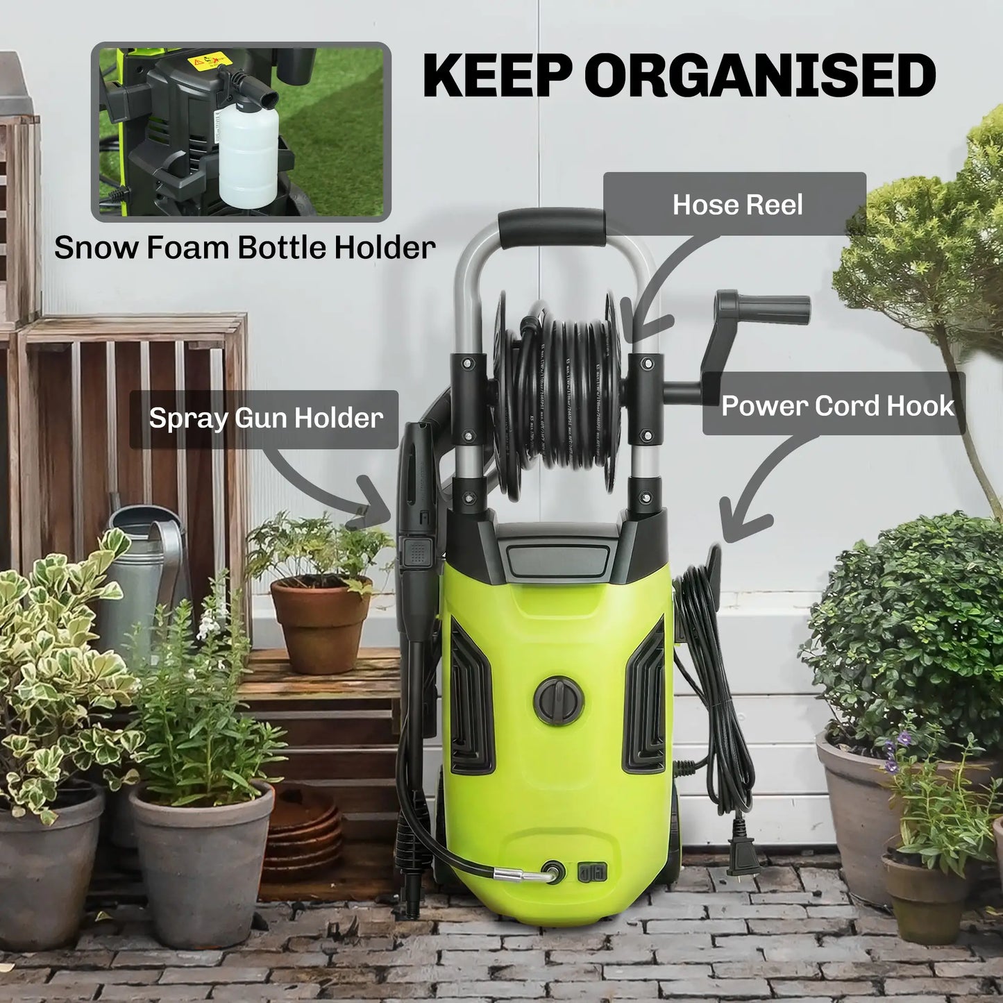 Electric Pressure Washer, 2176 PSI High Pressure Washer with 20 ft Outlet Hose, Adjustable Nozzle, 1.9GPM Power Washer Garden Accessories at Gallery Canada