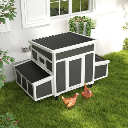 Wooden Chicken Coop With Nesting Box, 6 Chickens, Dark Grey Chicken Coops at Gallery Canada