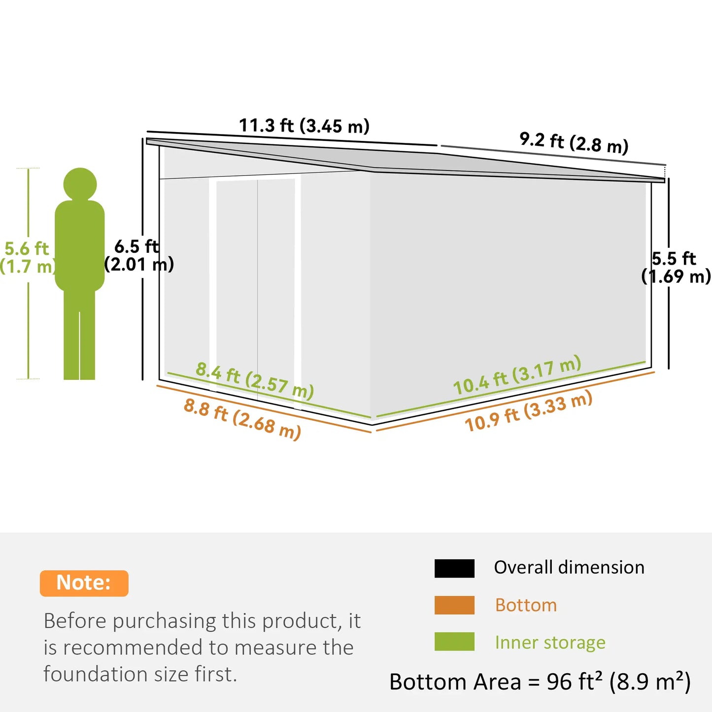 11' x 9' Steel Garden Storage Shed, Outdoor Metal Tool House, Green Sheds at Gallery Canada