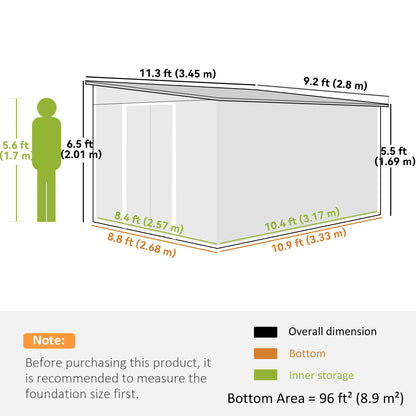 11' x 9' Steel Garden Storage Shed, Outdoor Metal Tool House, Green Sheds at Gallery Canada