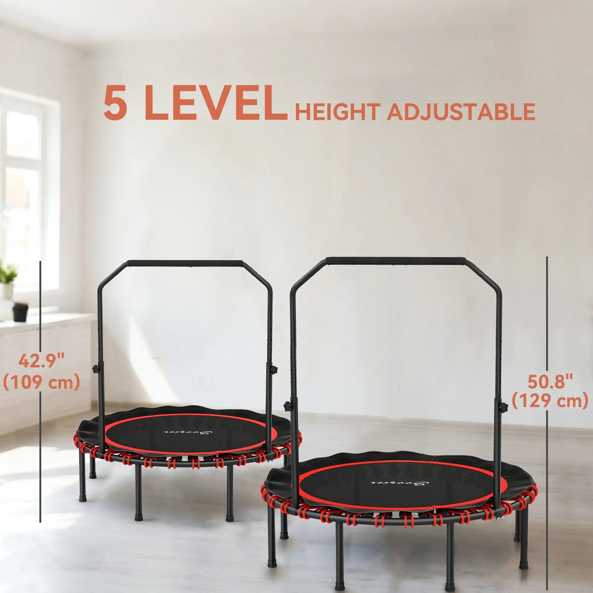 48 Inch Foldable Rebounder Trampoline, Mini Indoor with Adjustable Handle Trampolines at Gallery Canada