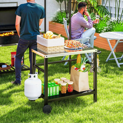 Outdoor Grill Cart, Stainless Steel Tabletop, 2-Shelf, Charcoal Grey Outdoor Grill Carts at Gallery Canada
