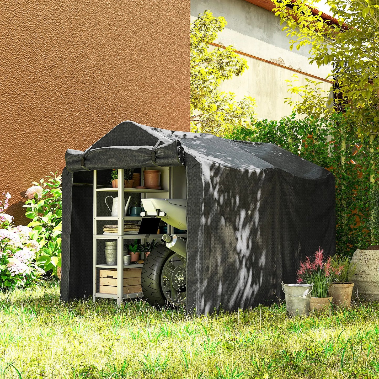 Outdoor Storage Shed, UV Resistant Bike Tent, Portable for Motorcycle, Black Portable Shed at Gallery Canada