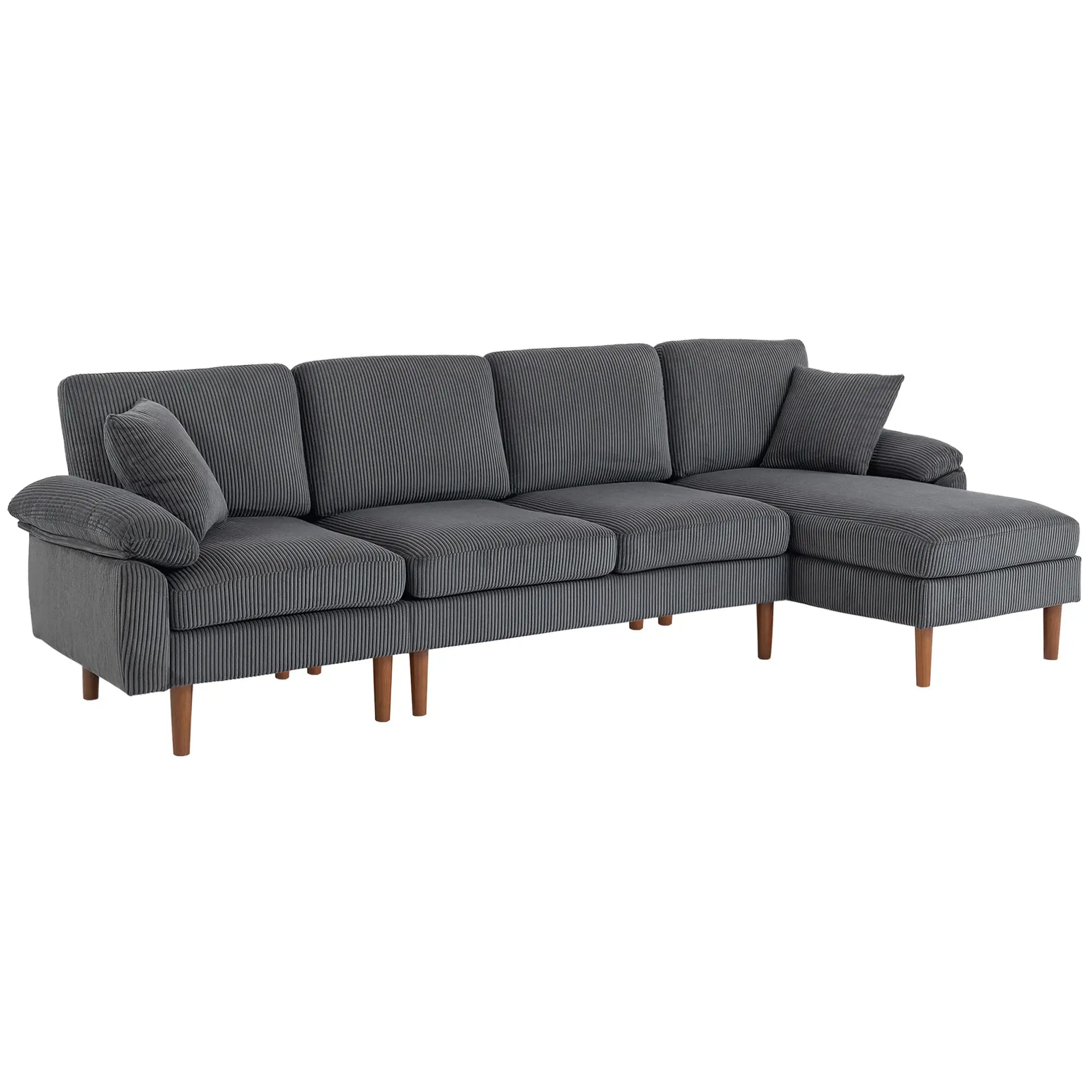 L-Shape Sofa, Modern Sectional Couch with Chaise, Dark Grey 3-Seater Sofas at Gallery Canada