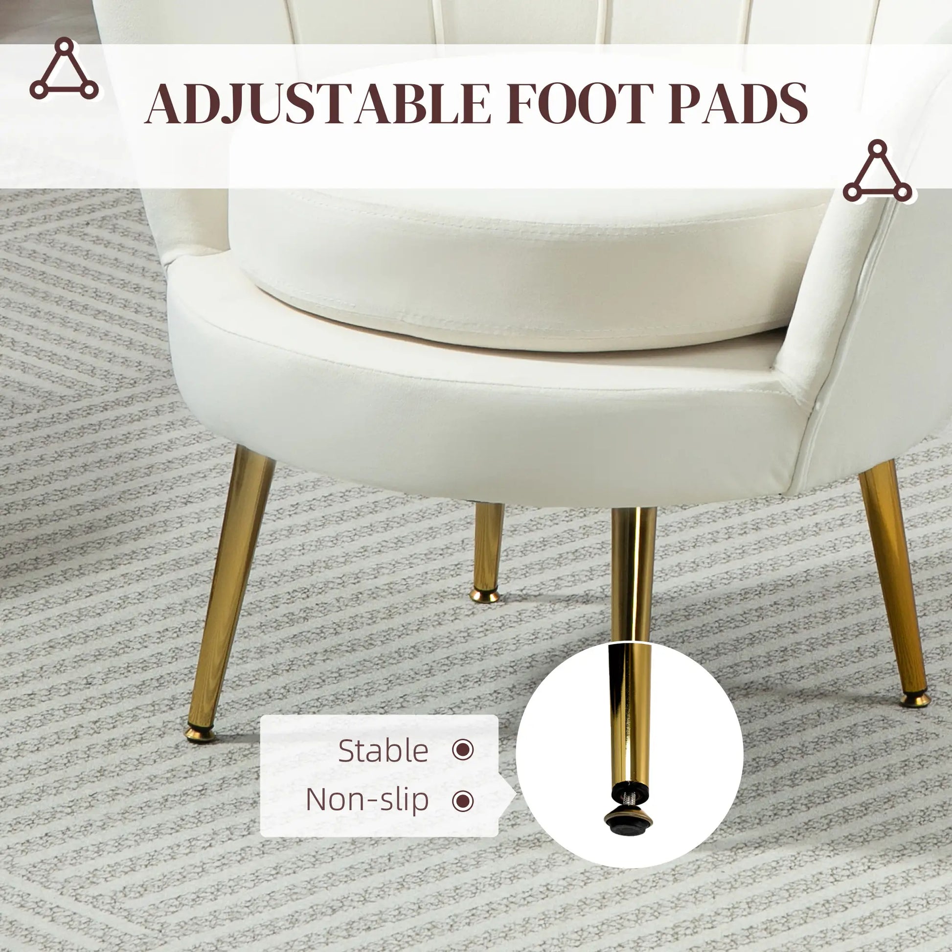 Modern Velvet Accent Chair, Gold Metal Legs, Cream White Accent Chairs at Gallery Canada