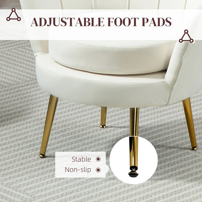 Modern Velvet Accent Chair, Gold Metal Legs, Cream White Accent Chairs at Gallery Canada