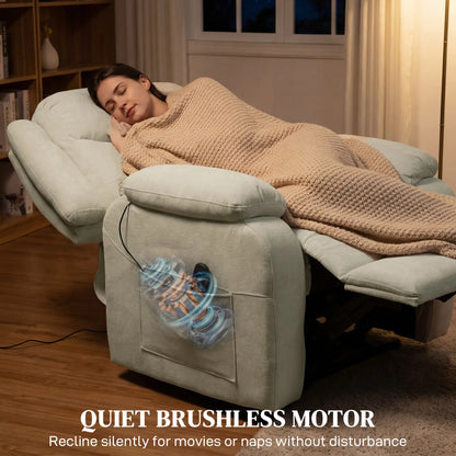 Massage Recliner Chair, Power Recliner, Remote, Pockets, 2 Memory Positions, Beige Single Sofas at Gallery Canada