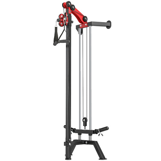 Wall Mount Cable Station, 16 Positions Adjustable Pulley Machine, Cable Crossover Machine with Lat Pulldown Bar Strength Training Equipment Black, Red at Gallery Canada