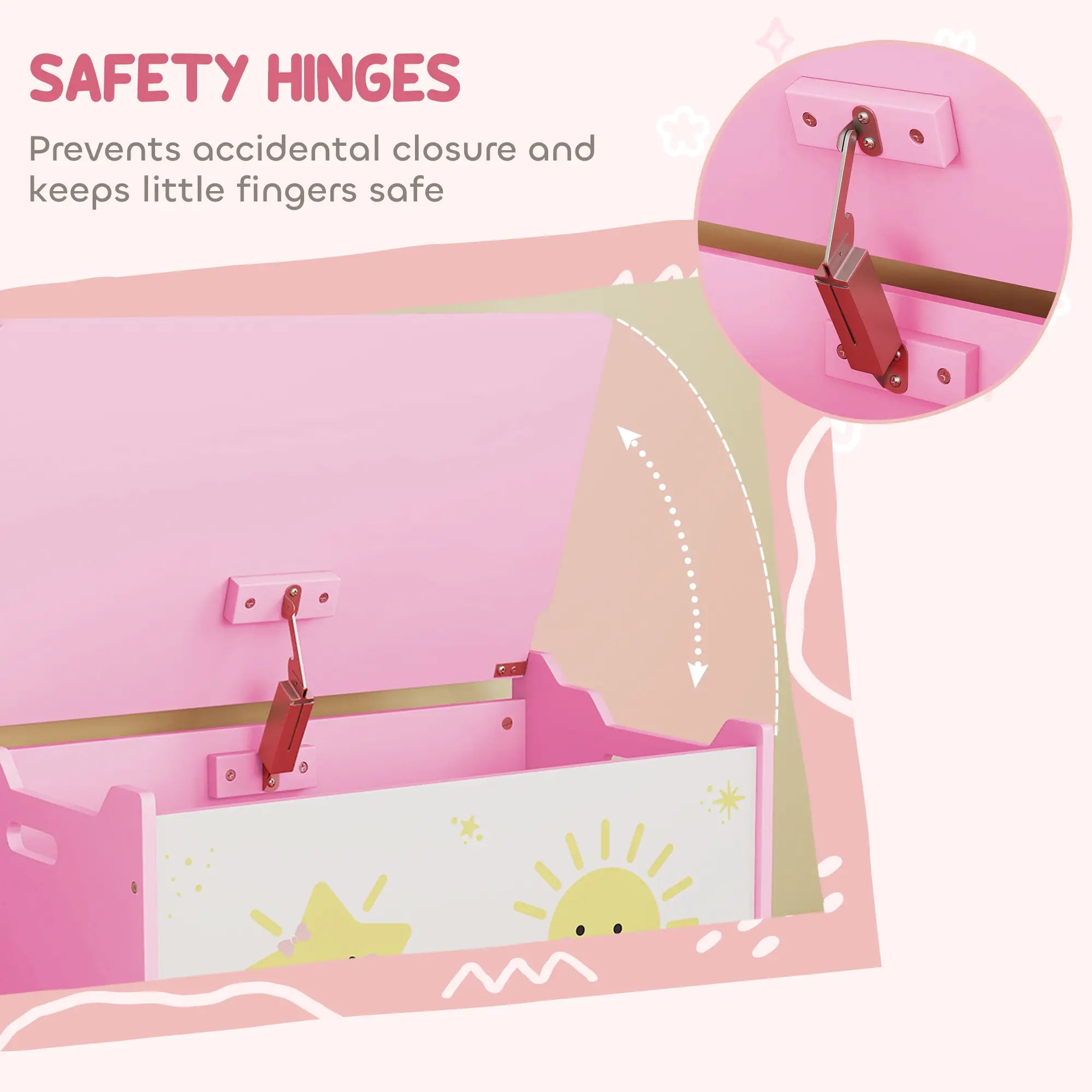 Toy Chest with Lid, Safety Hinges, Groove Handles, Pink Baby & Kids Storage at Gallery Canada