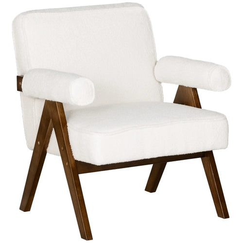 Cashmere Accent Chair, Wide Seat, Soft Padded Armrests, Cream White