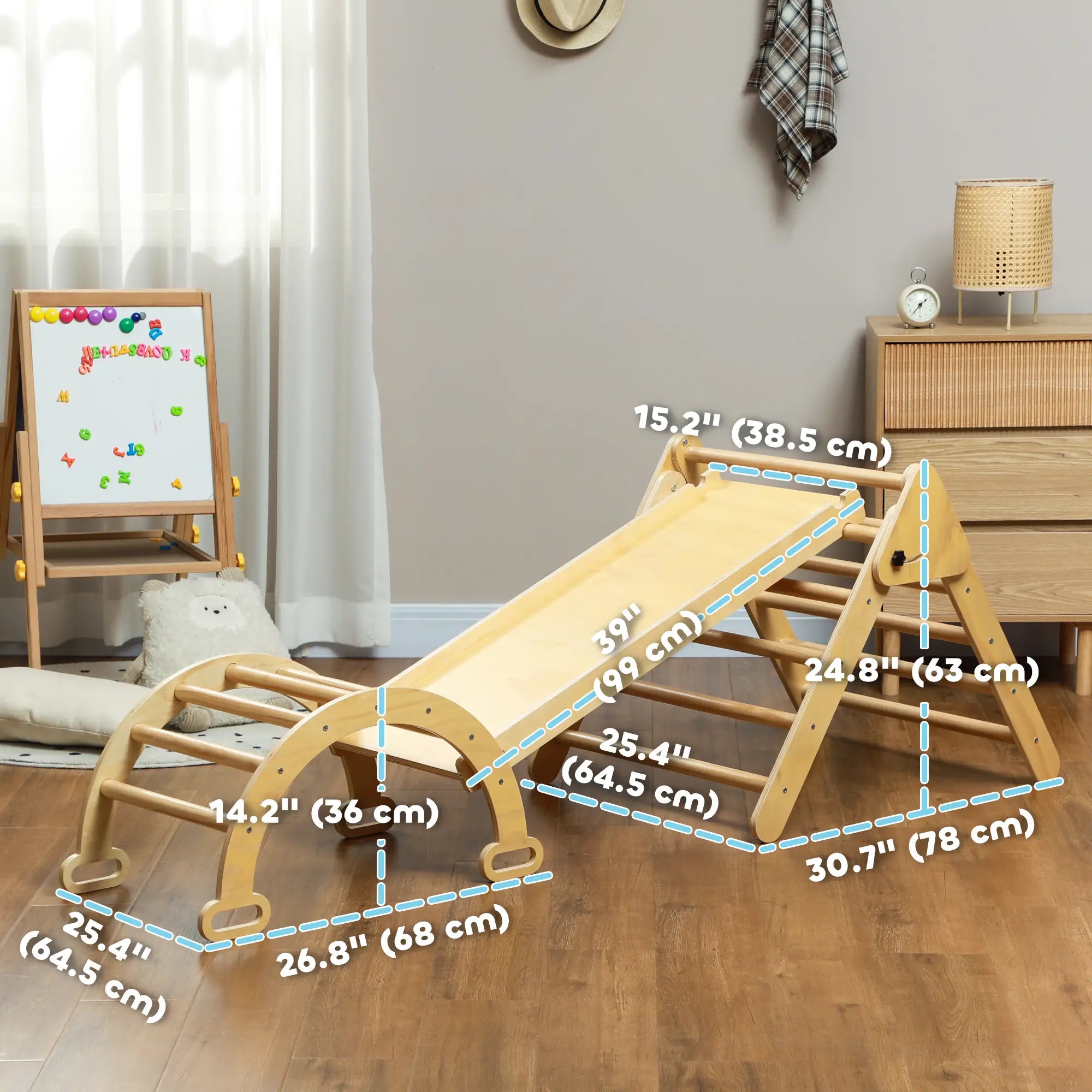 5 in 1 Pikler Triangle Set, Ladder, Ramp, Arch, 18-48 Months, Nature Wood Baby Gym & Playmats at Gallery Canada