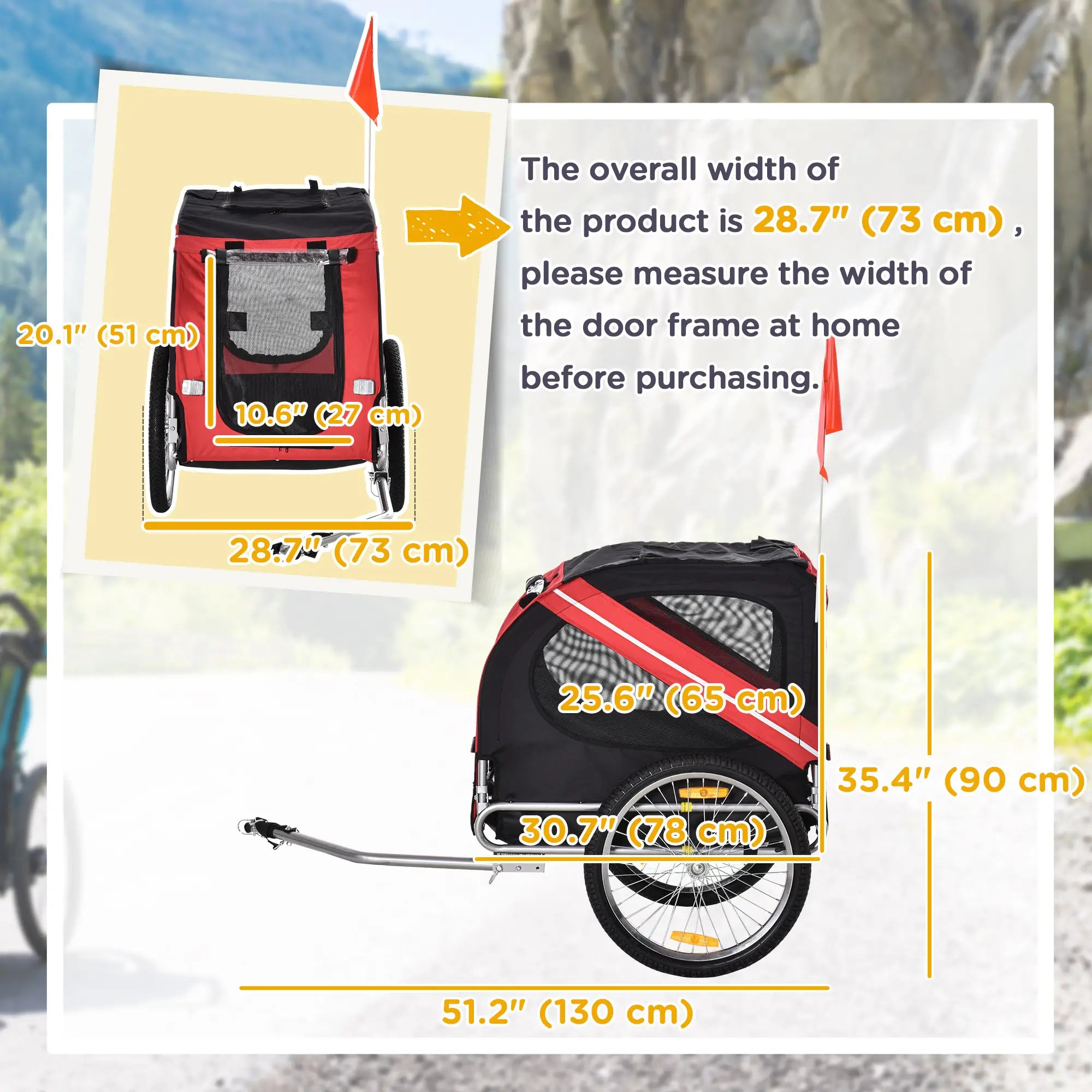 Foldable Dog Bike Trailer, Pet Cargo Carrier, Red/Black Dog Bike Trailers & Strollers at Gallery Canada