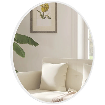 Miroir rond de 36", cadre en métal, miroir mural pour salle de bain, blanc