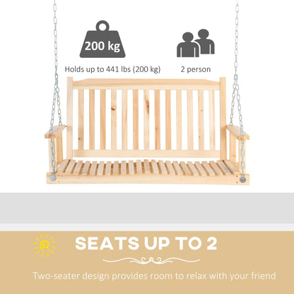2-Person Porch Swing Bench, Adjustable Hanging Chains, Natural Hanging Porch Swings at Gallery Canada